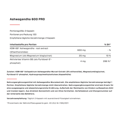 VAST - ASHWAGANDHA 600 PRO - KSM66